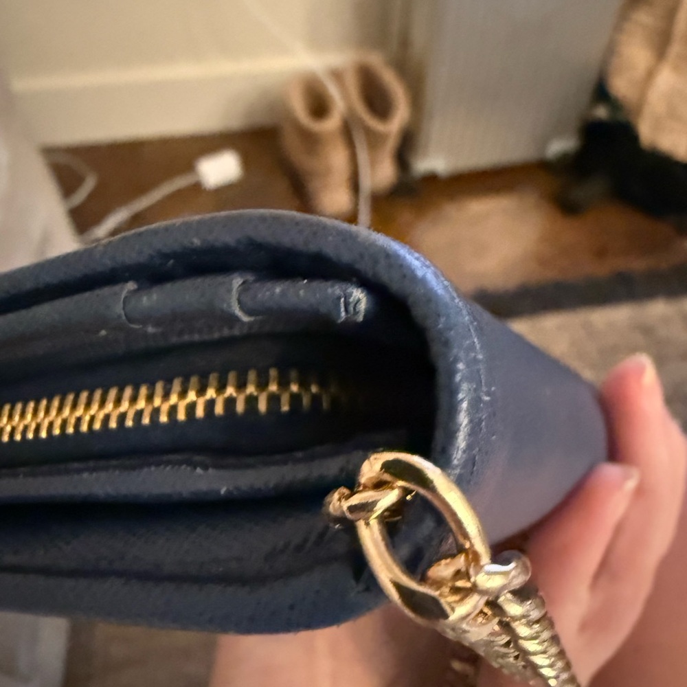 EUC Prada $990 Saffiano Leather Continental Waller blue with Chain & Card Holder - Picture 8 of 16